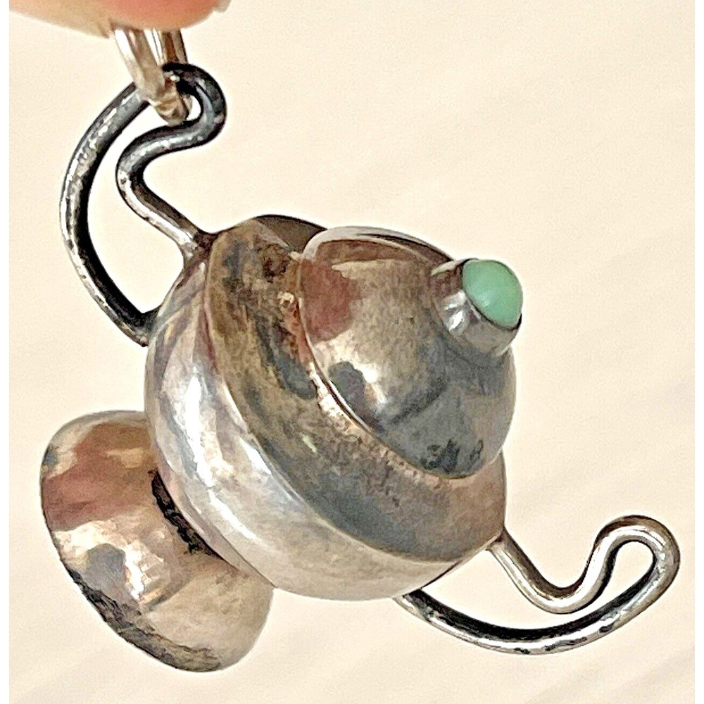 Mini Sugar Bowl Pendant Turquoise Charm Sterling 925 Handmade Charm Lilyan VTG